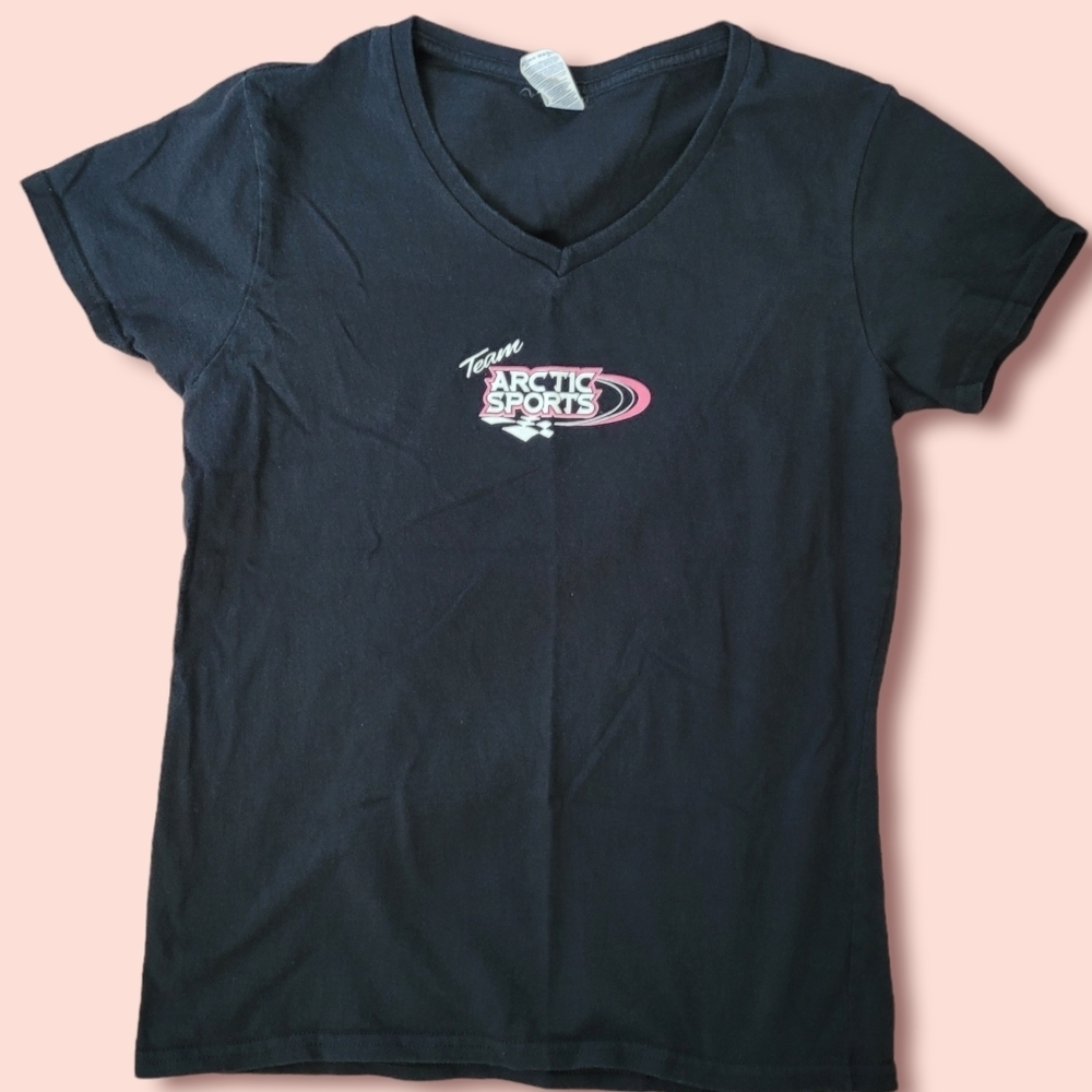 Medium womens black v neck artic cat racing tee